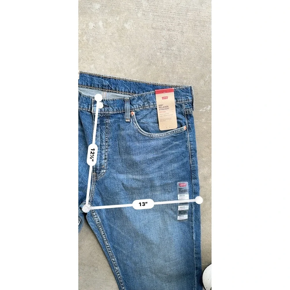 Levis 559 Relaxed Straight Jeans Mens 38x34 Medium Wash Blue Stretch Denim